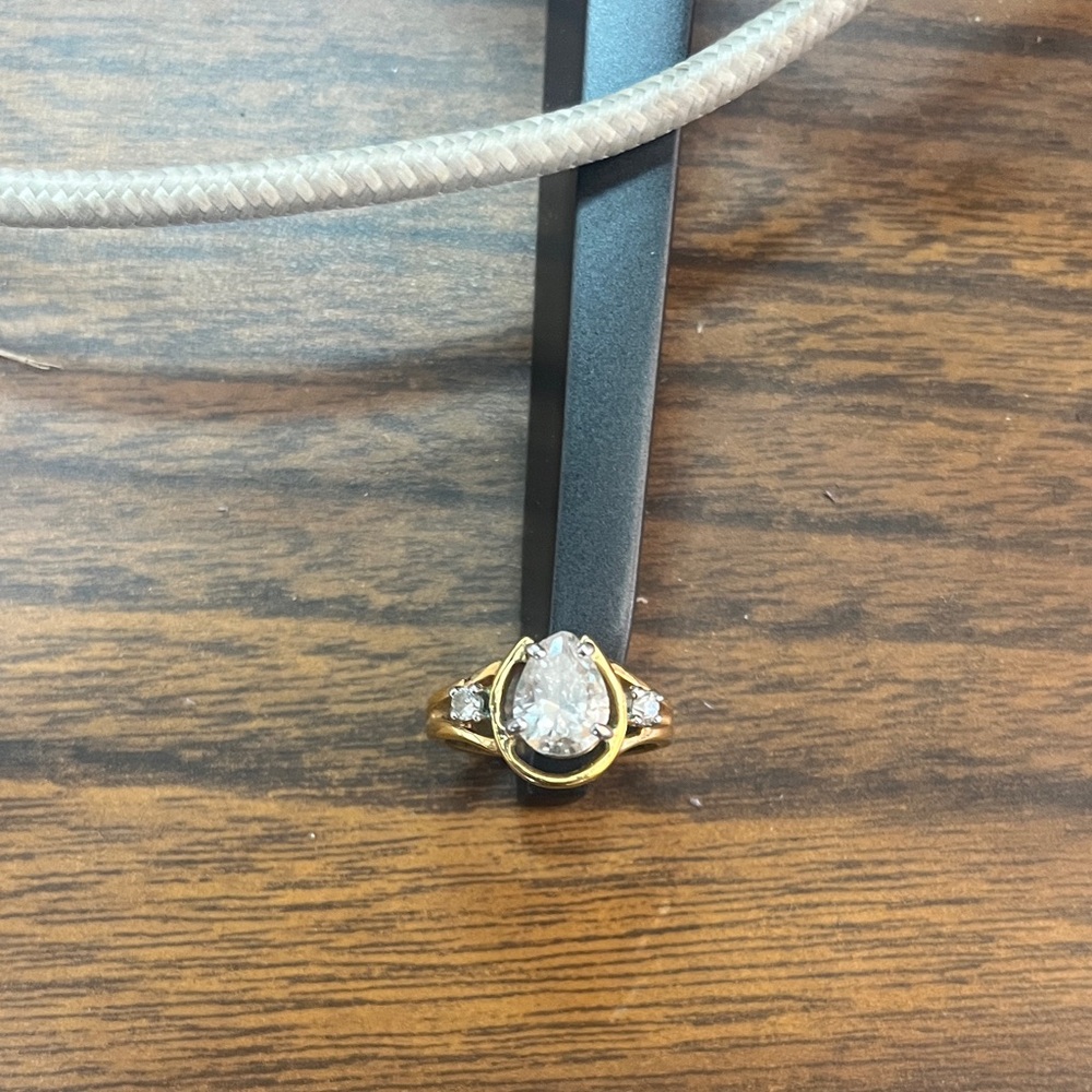 Vintage diamond horseshoe ring Gold plated